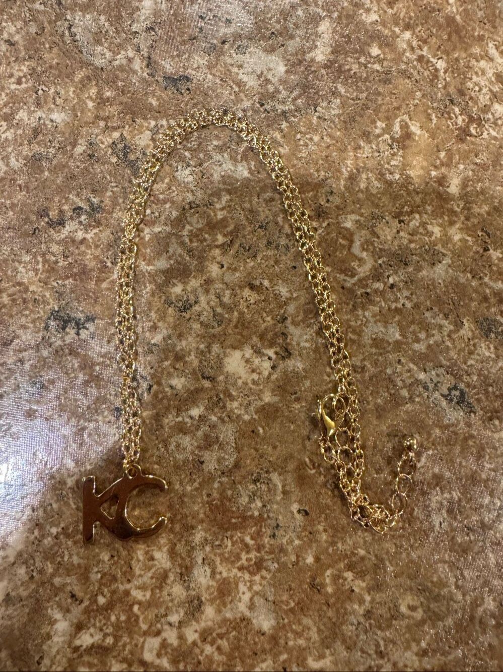 New Kansas City KC Pendant Necklace Gold Tone Chiefs Inspired Game Day Jewelry